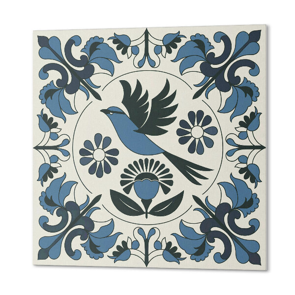 Panou decorativ pătrat Model cu păsări și accente florale