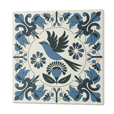 Panou decorativ pătrat Model cu păsări și accente florale