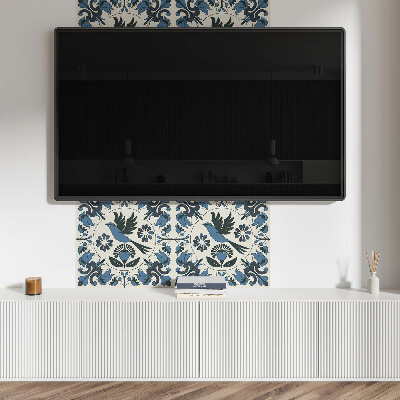 Panou decorativ pătrat Model cu păsări și accente florale