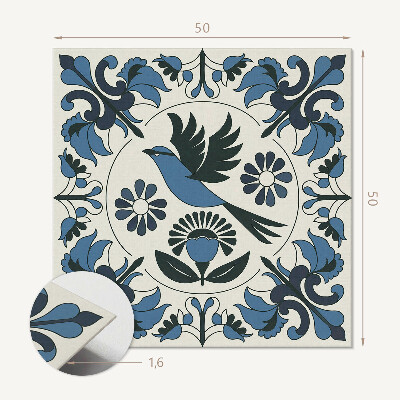 Panou decorativ pătrat Model cu păsări și accente florale