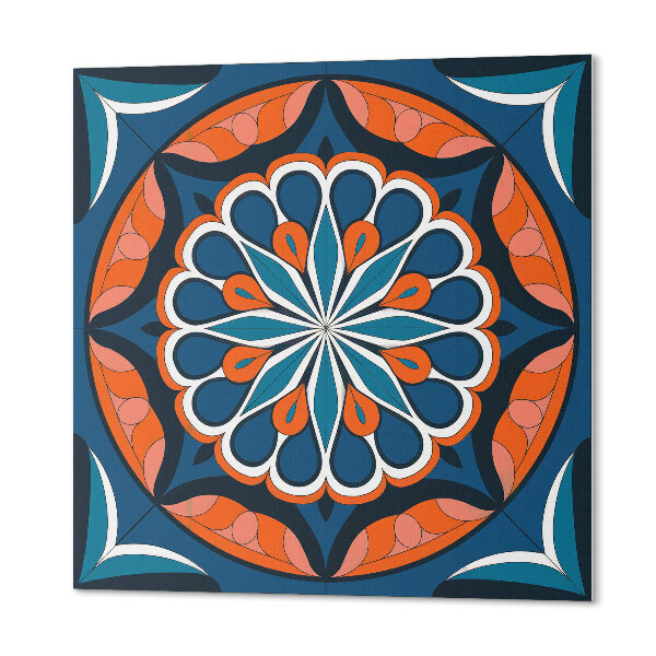 Panou decorativ bucatarie pătrat Model de mandala cu motiv de frunze