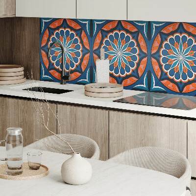 Panou decorativ bucatarie pătrat Model de mandala cu motiv de frunze