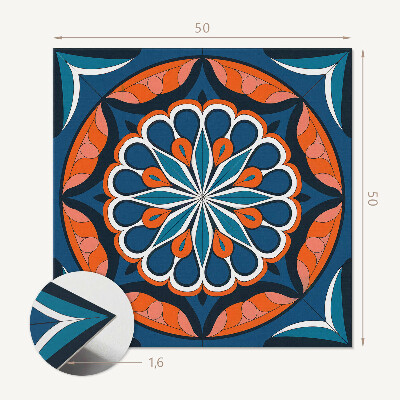 Panou decorativ bucatarie pătrat Model de mandala cu motiv de frunze
