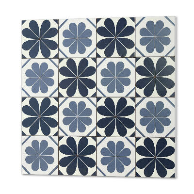 Panou decorativ bucatarie pătrat Model de flori pe plăci ceramice
