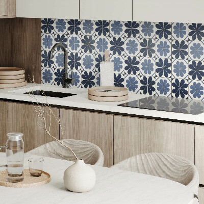 Panou decorativ bucatarie pătrat Model de flori pe plăci ceramice