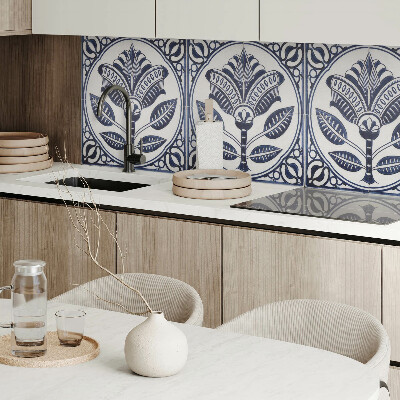 Panou decorativ bucatarie pătrat Desenul plantelor în ceramică