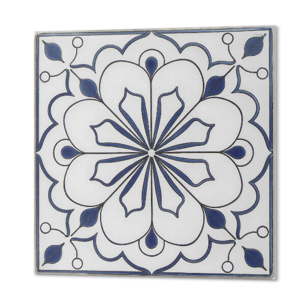 Panou decorativ bucatarie pătrat Model de flori inspirat din ceramică
