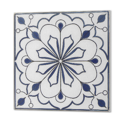 Panou decorativ bucatarie pătrat Model de flori inspirat din ceramică