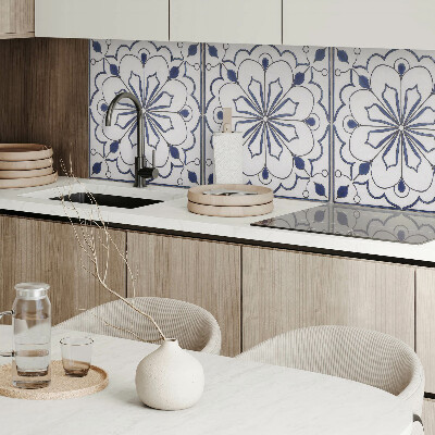 Panou decorativ bucatarie pătrat Model de flori inspirat din ceramică