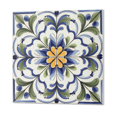 Panou decorativ bucatarie pătrat Model de flori în estetică ceramică