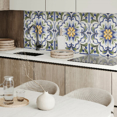 Panou decorativ bucatarie pătrat Model de flori în estetică ceramică