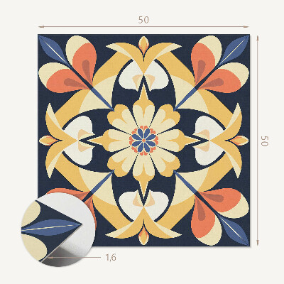 Panou decorativ bucatarie pătrat Motiv mandala cu model floral