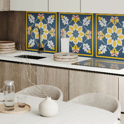 Panou decorativ bucatarie pătrat Flori într-o simetrie perfectă
