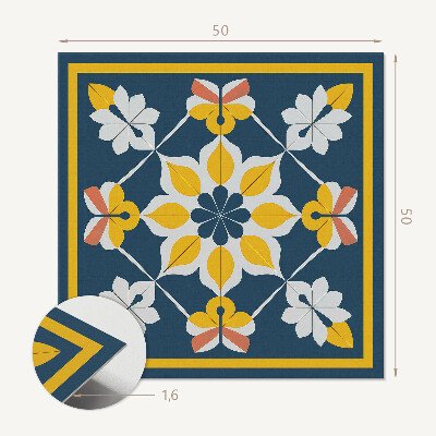 Panou decorativ bucatarie pătrat Flori într-o simetrie perfectă