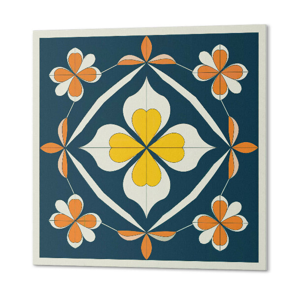 Panou decorativ bucatarie pătrat Armonia florilor într-o ediție simetrică