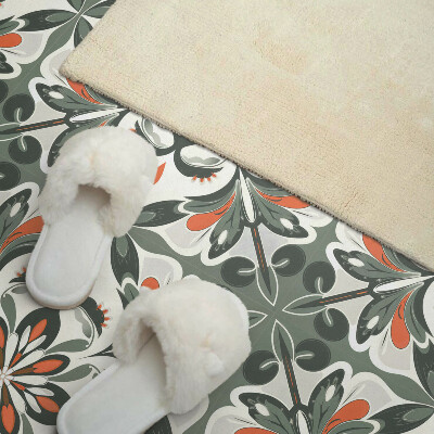 Panou decorativ bucatarie pătrat Un model de flori înconjurat de frunze