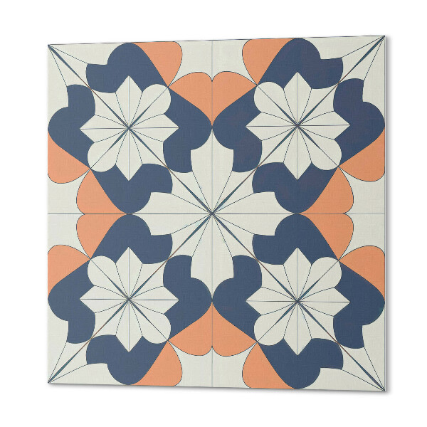 Panou decorativ bucatarie pătrat Flori într-un stil geometric modern