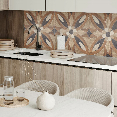 Panou decorativ bucatarie pătrat Motiv floral cu elemente din lemn