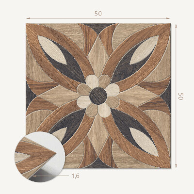 Panou decorativ bucatarie pătrat Motiv floral cu elemente din lemn