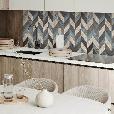 Panou decorativ pătrat Zigzaguri geometrice cu o notă de lemn