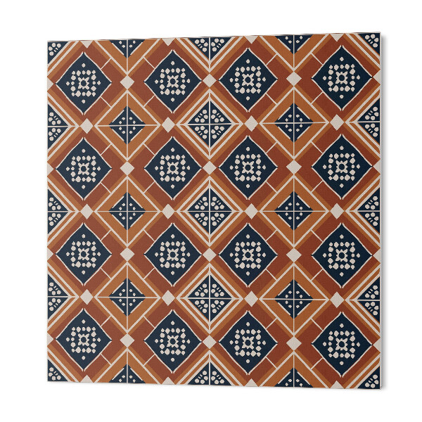 Panou decorativ pătrat Model geometric în maro și alb