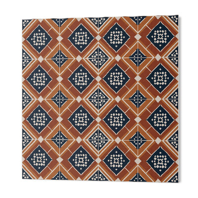 Panou decorativ pătrat Model geometric în maro și alb