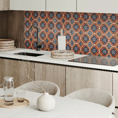 Panou decorativ pătrat Model geometric în maro și alb