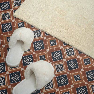 Panou decorativ pătrat Model geometric în maro și alb