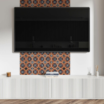 Panou decorativ pătrat Model geometric în maro și alb