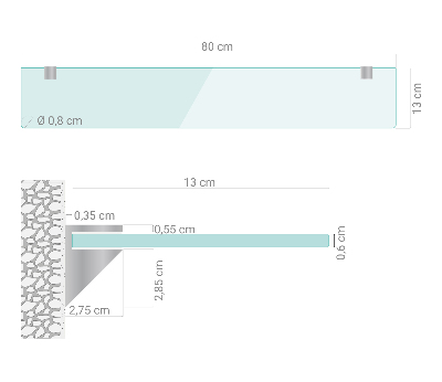 Raft de sticlă agățat transparentă