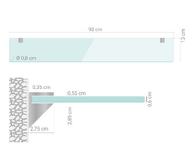 Raft de sticlă agățat transparentă