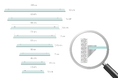 Raft de sticlă agățat transparentă