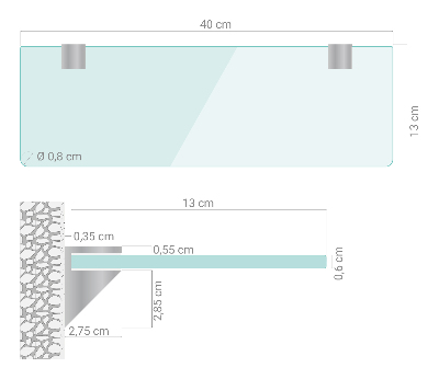 Raft de sticlă agățat transparentă