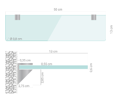 Raft de sticlă agățat transparentă