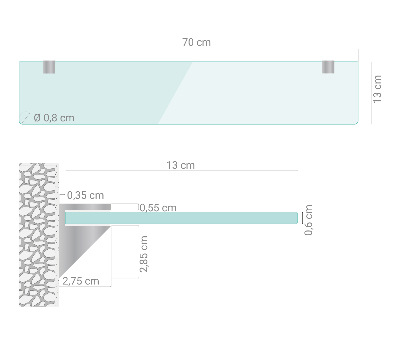Raft de sticlă agățat transparentă