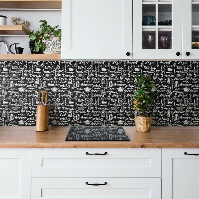 Panou decorativ PVC Semne de bucătărie alb-negru