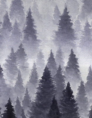 Roleta geam interior Pădure de ceață