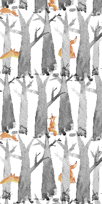 Roleta geam interior Copaci gri vulpi roșii