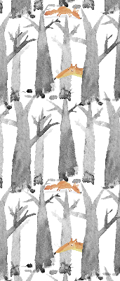 Roleta geam interior Copaci gri vulpi roșii
