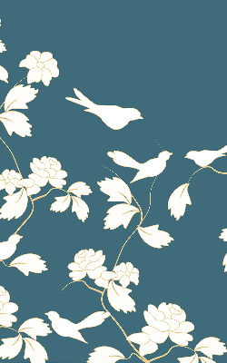 Roleta geam interior Păsări albe pe flori albe
