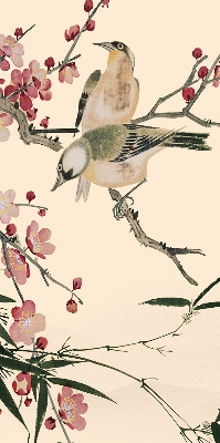Roleta geam Floare de vișine și pasăre