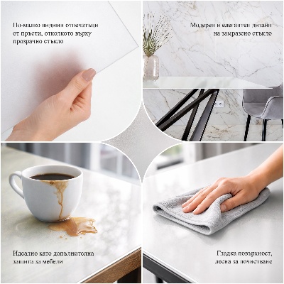 Blat de masă din sticlă pătrat semitransparent