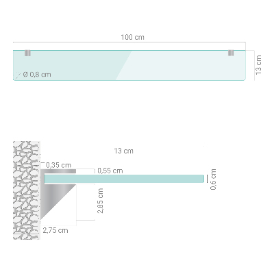 Raft baie perete semitransparentă