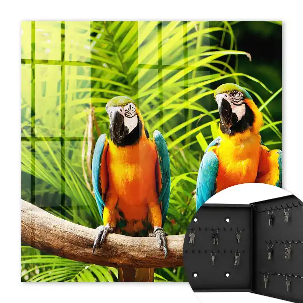 Păsări tropicale cu frunze verzi