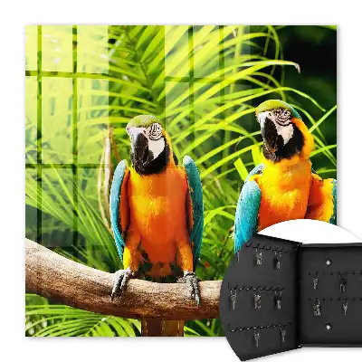 Păsări tropicale cu frunze verzi