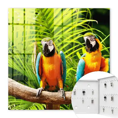 Păsări tropicale cu frunze verzi