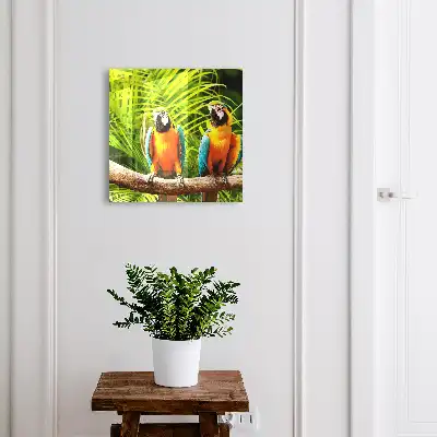 Păsări tropicale cu frunze verzi