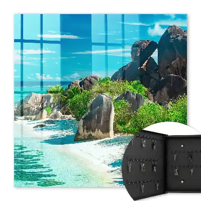 O plajă tropicală cu verdeață luxuriantă