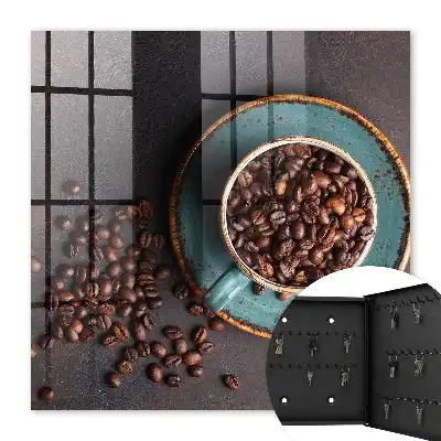 Farfurie turcoaz cu boabe de cafea