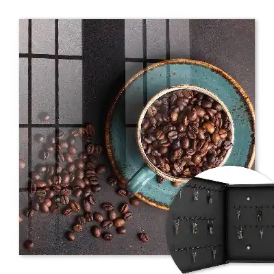 Farfurie turcoaz cu boabe de cafea